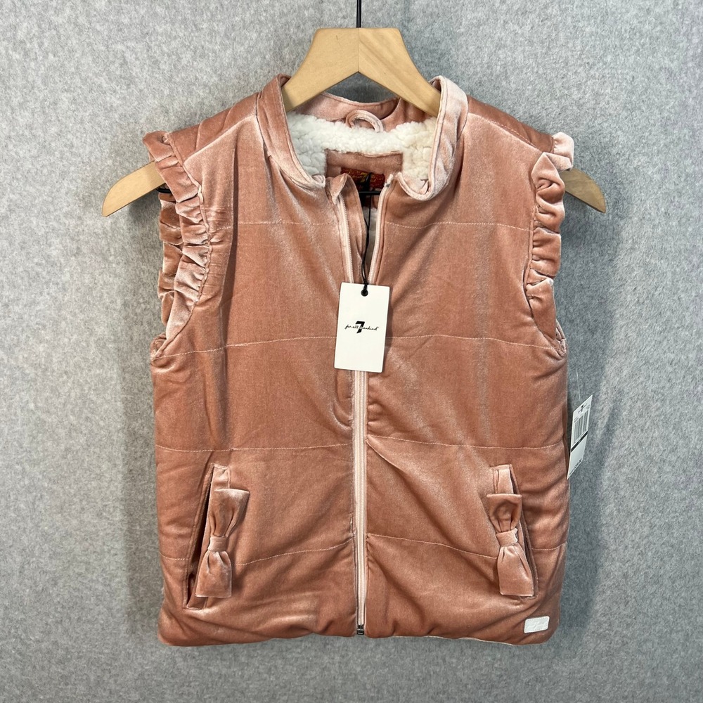 7 For All Mankind Pink Velvet Quilted Girls Vest